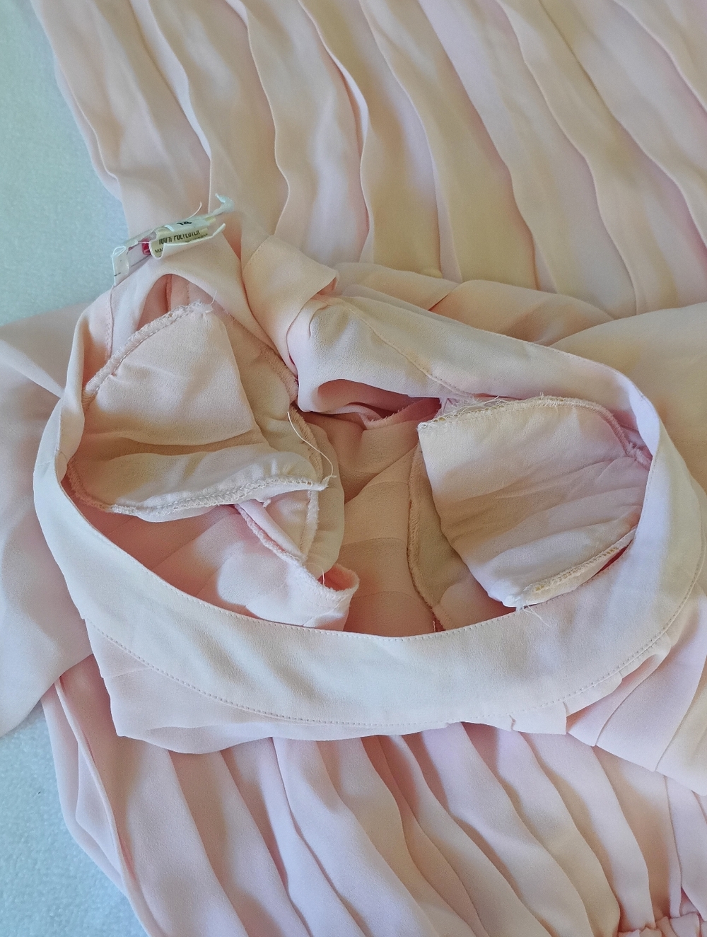 VTG Seret Dress Early 80’s 90s light pink sheer midi length sz 14 button back. - Picture 14 of 16